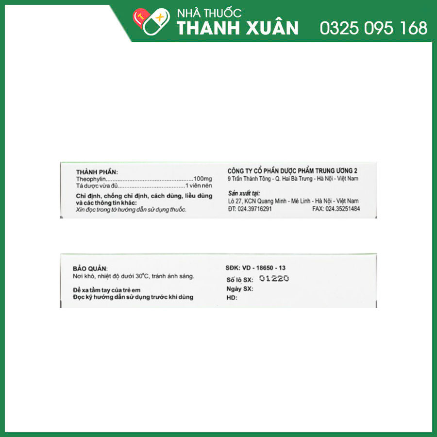 Theophylin thuốc điều trị hen phế quản và các dạng  co thắt của bệnh phổi - phế quản tắc nghẽn mạn tính
